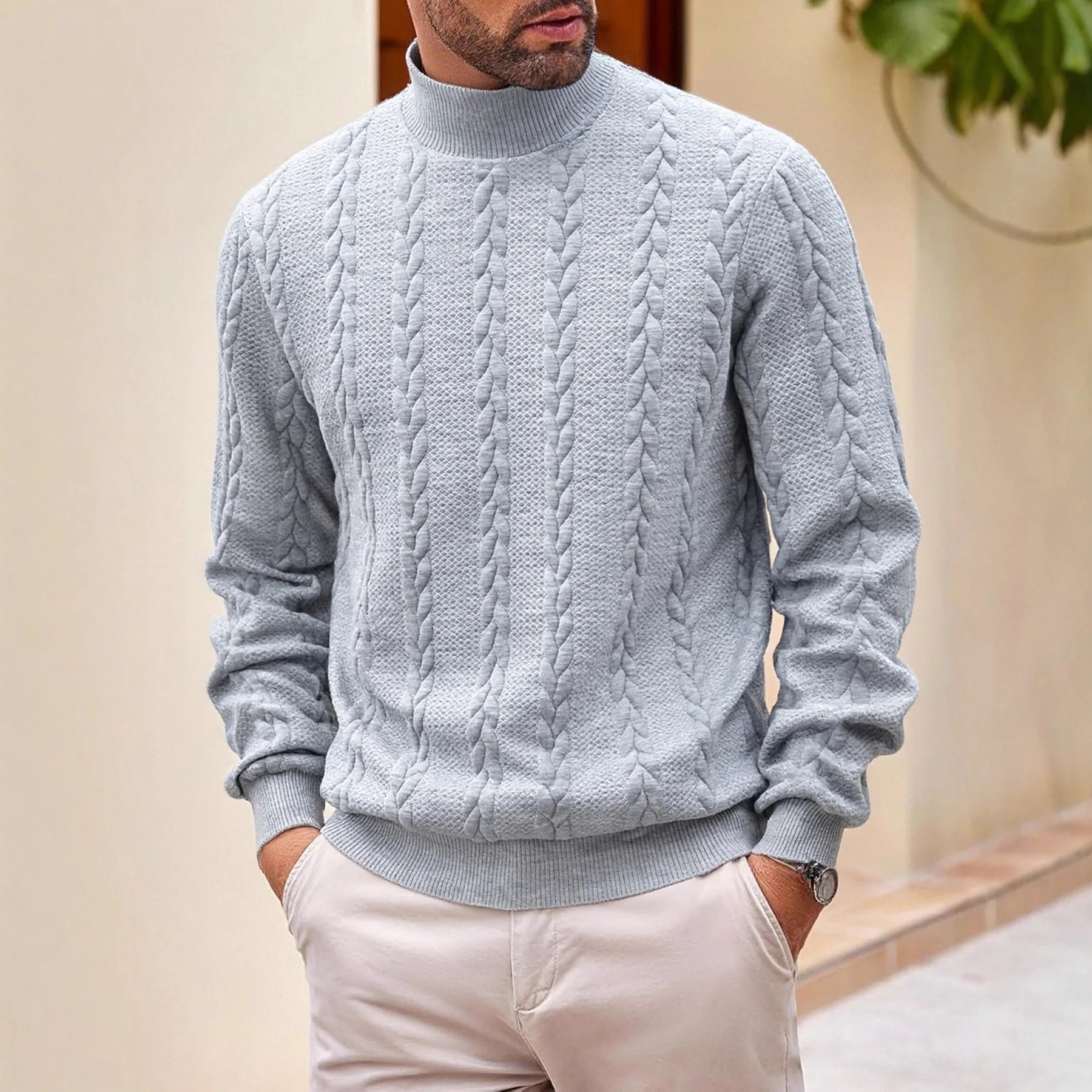 Men's Solid Knit Pullover Sweater