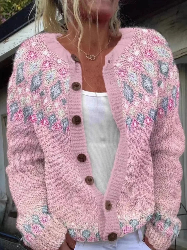 Women's Print Button Knit Cardigan