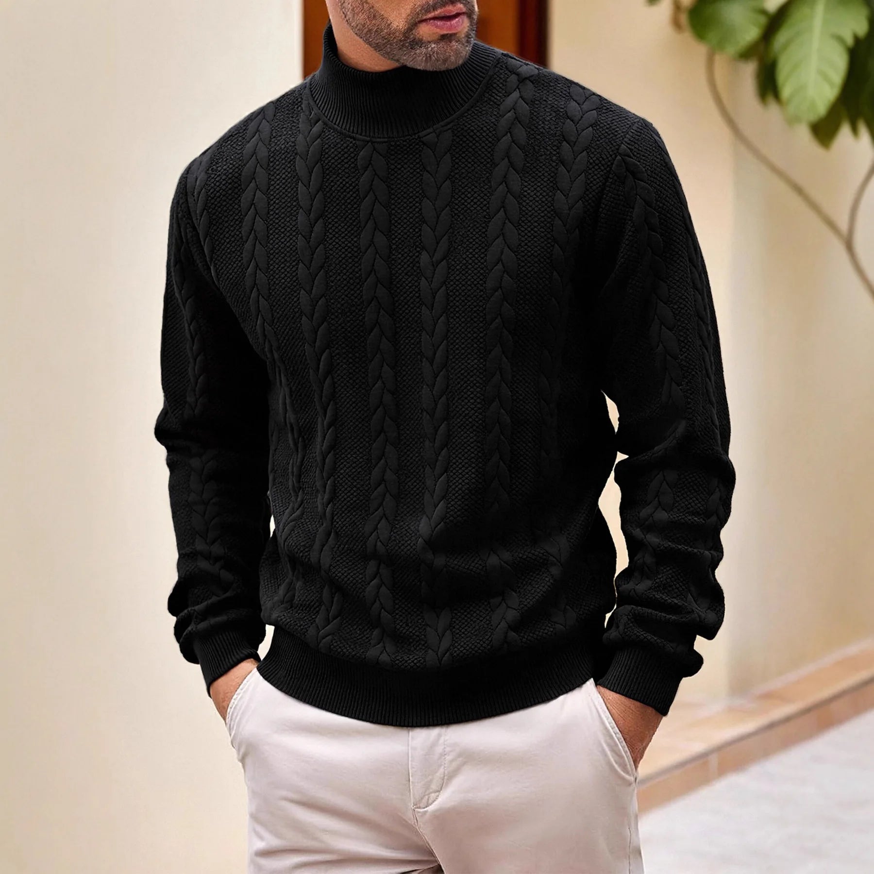 Men's Solid Knit Pullover Sweater