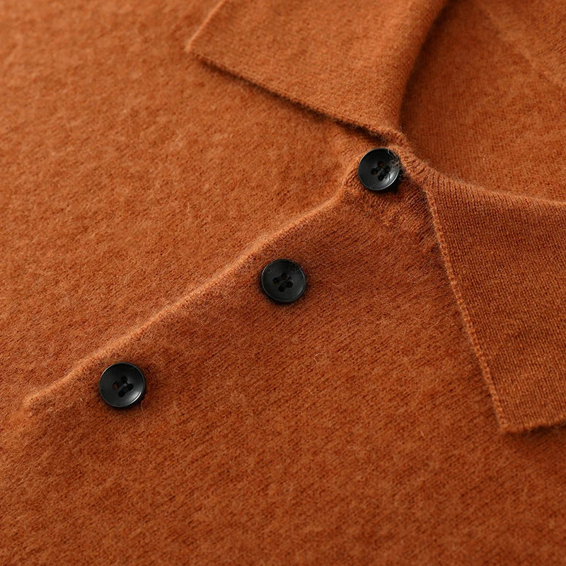 Men's Cashmere Half-Sleeve Polo Sweater