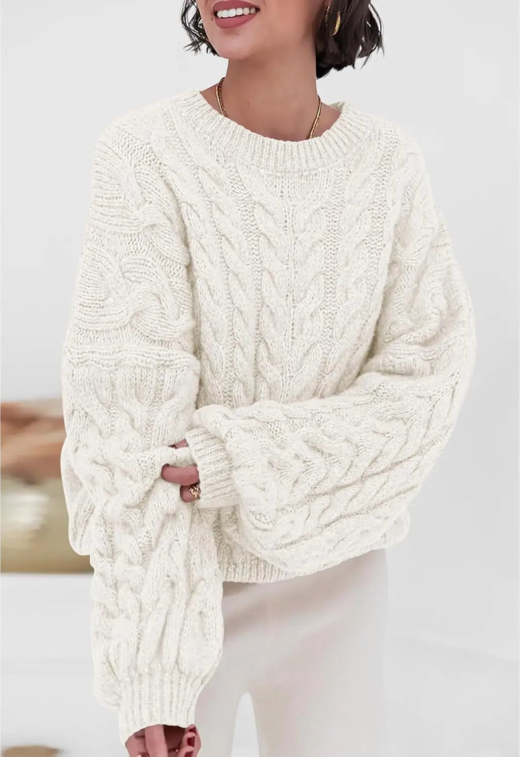 Women's Cable-Knit Pullover Sweater