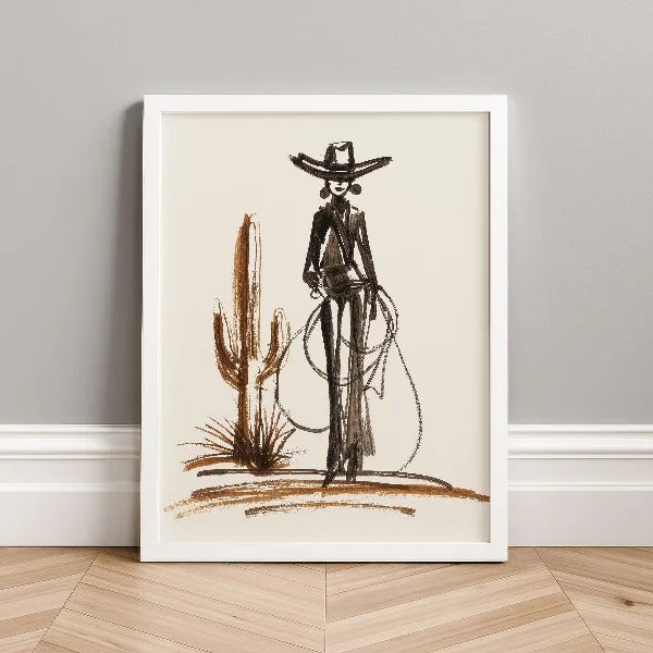 Western Cowgirl Canvas Wall Art Print
