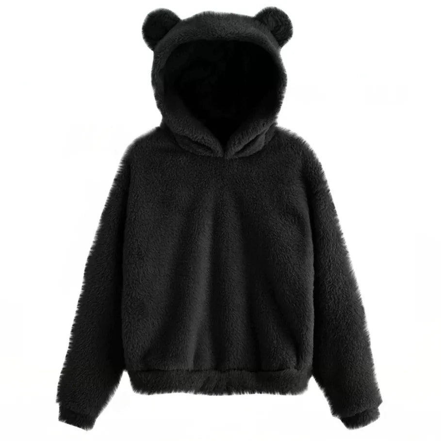 Women's Fuzzy Bear Ear Hoodie