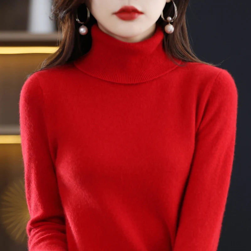 Women's 100% Merino Wool Turtleneck Sweater | Soft Knit Pullover