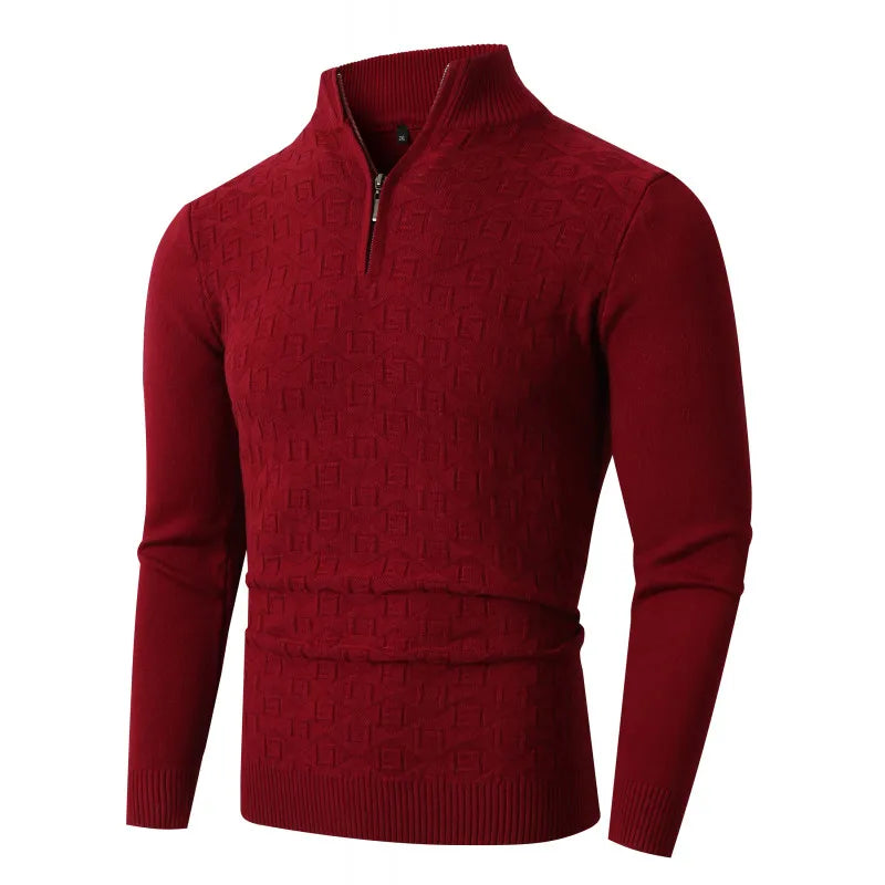Men's Quarter-Zip Textured Knit Sweater