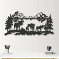Moose Family Mountain Wall Art