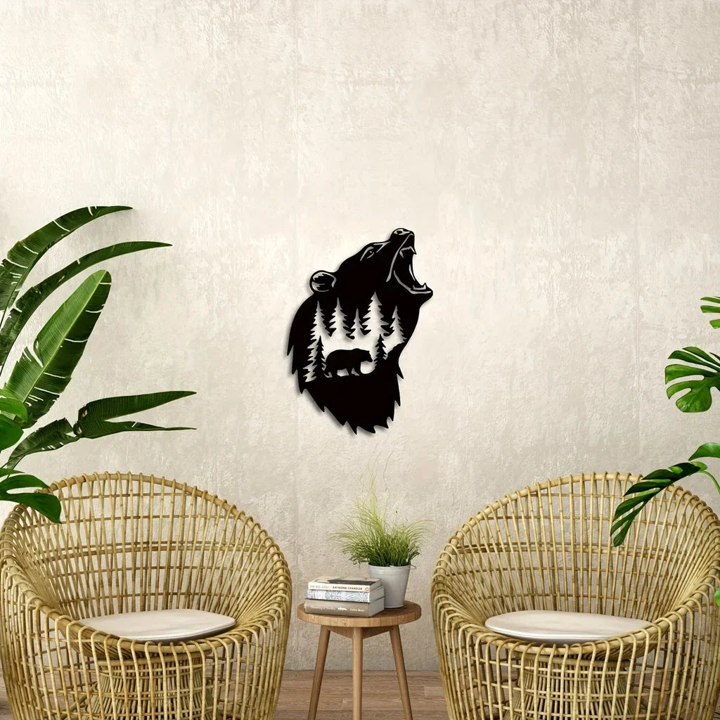 Roaring Bear Head Wall Art