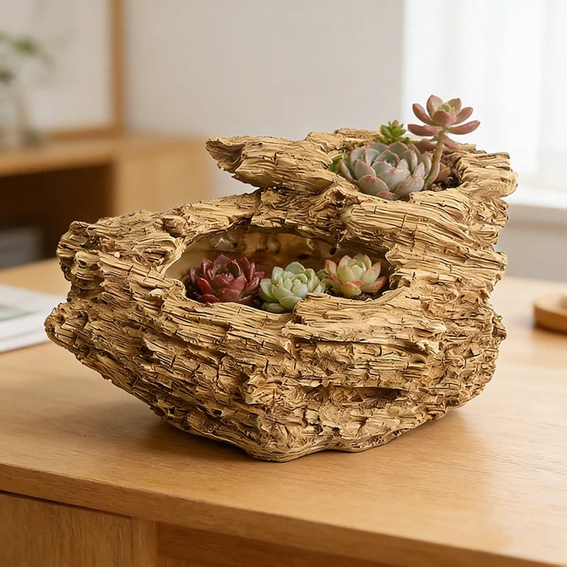 Driftwood Resin Succulent Planter