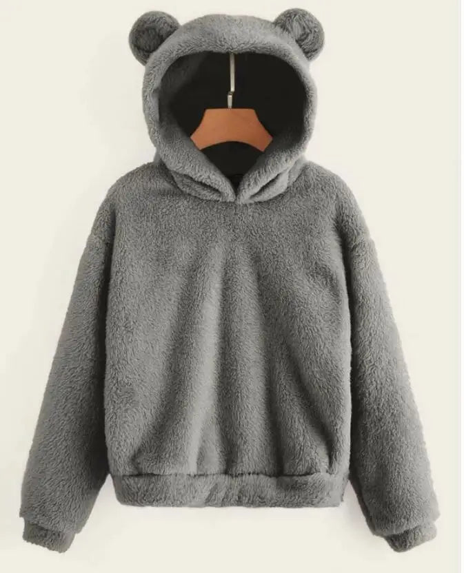 Women's Fuzzy Bear Ear Hoodie