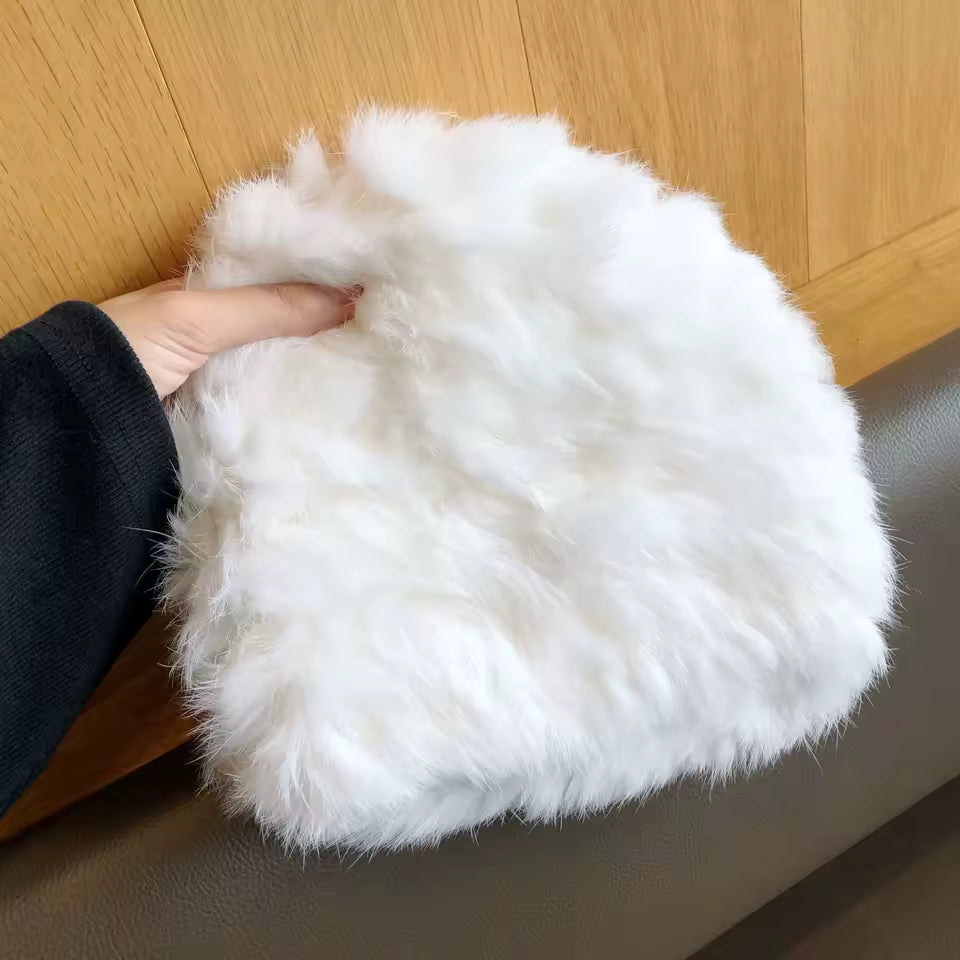 Women's Faux Rabbit Fur Knit Beanie