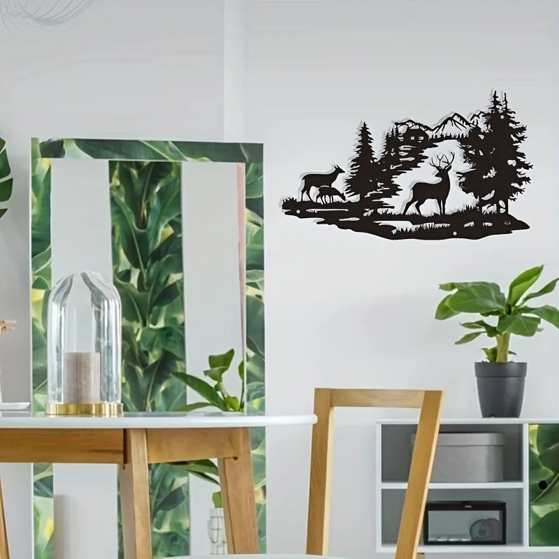 Deer Family Mountain Wall Art