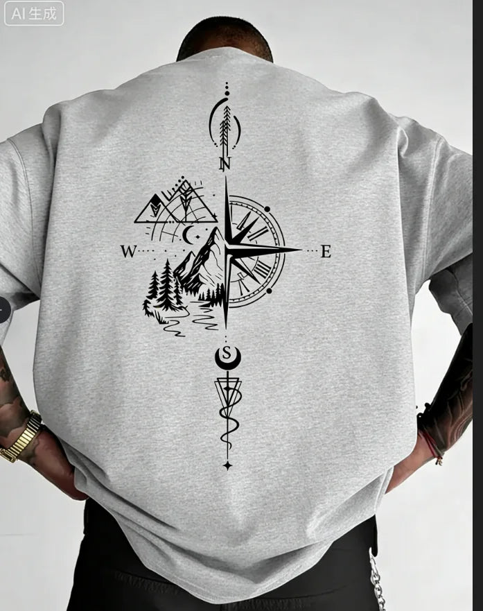 Compass Mountain Back Graphic T-Shirt
