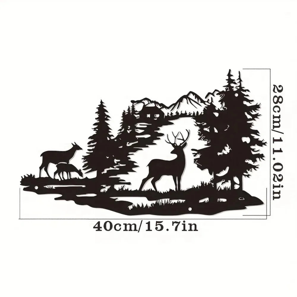 Deer Family Mountain Wall Art