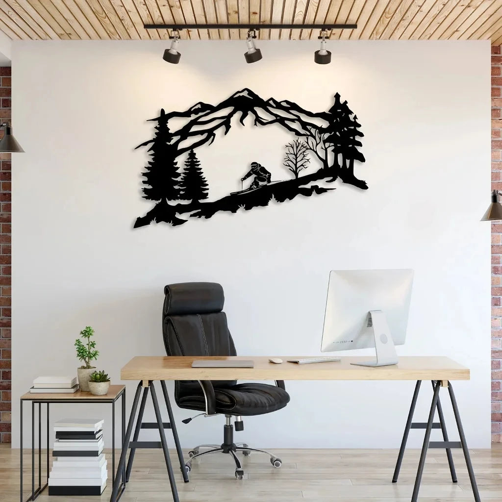 Mountain Skier Metal Wall Art