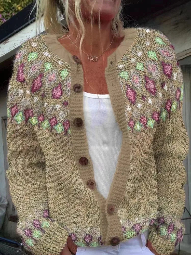 Women's Print Button Knit Cardigan