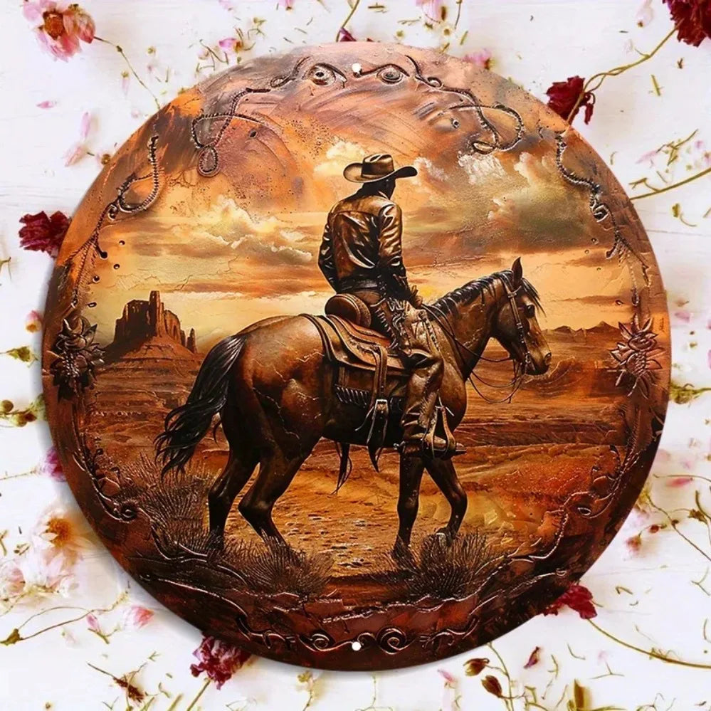 Cowboy Wild West Round Wall Art