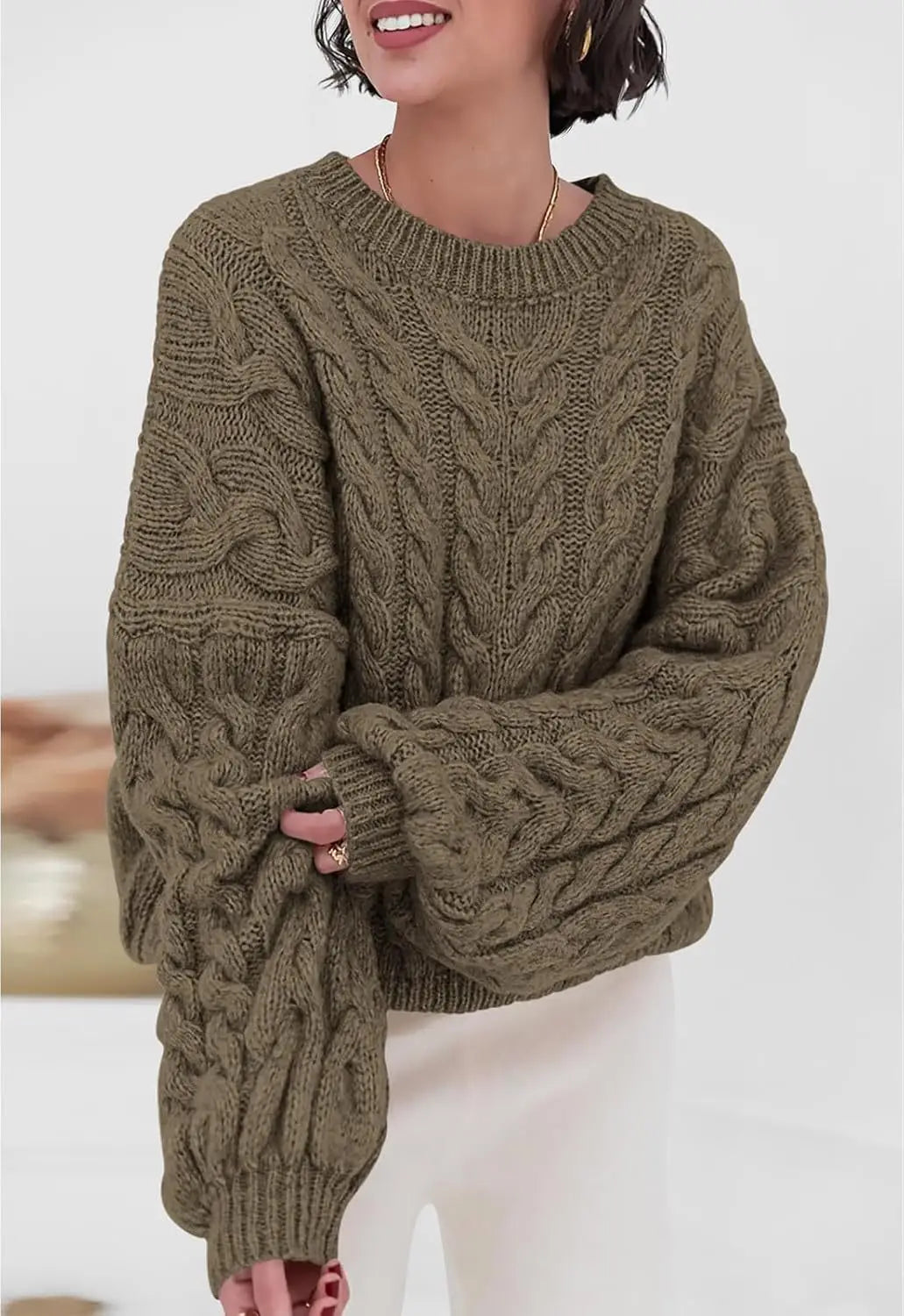 Women's Cable-Knit Pullover Sweater