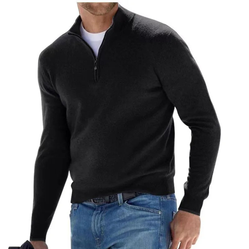 Men's V-Neck Half-Zip Lightweight Pullover Sweater | Casual Spring & Autumn Knit