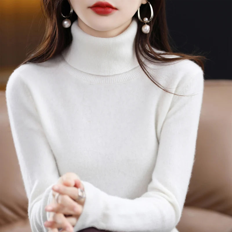 Women's 100% Merino Wool Turtleneck Sweater | Soft Knit Pullover