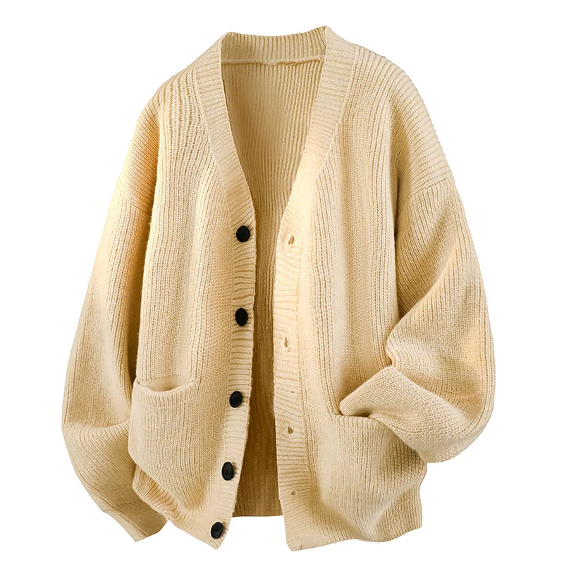 Men's V-Neck Button Knit Cardigan