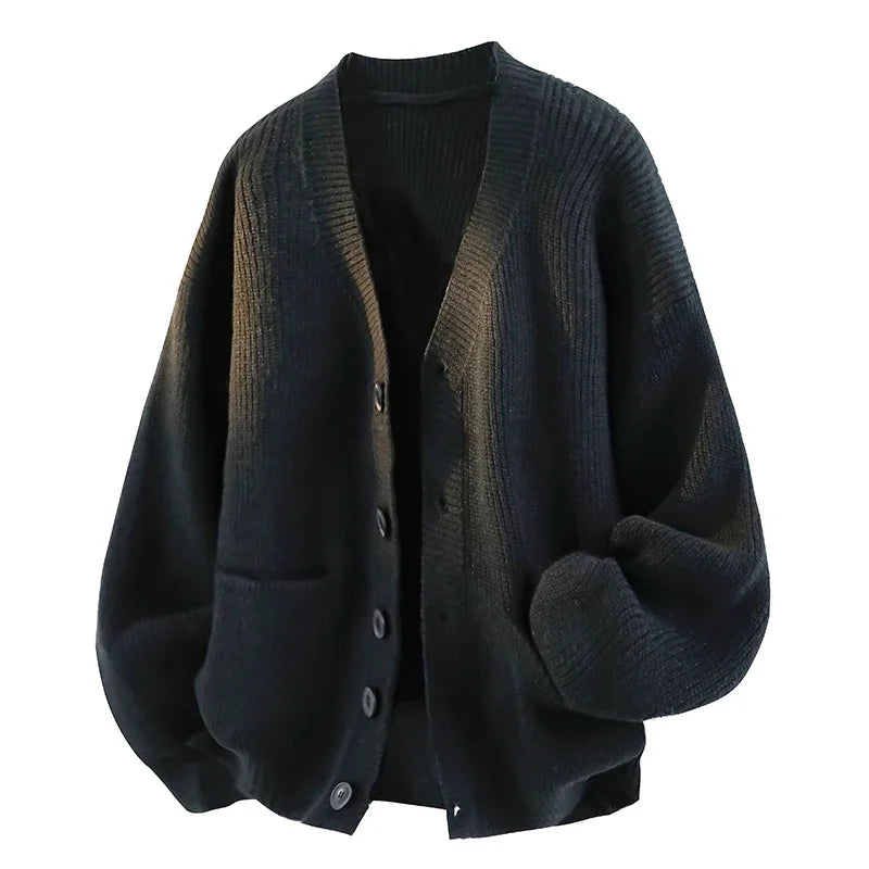 Men's V-Neck Button Knit Cardigan