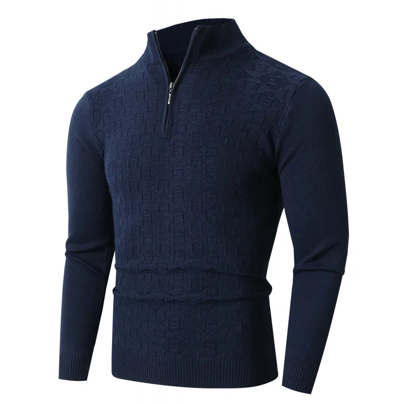 Men's Quarter-Zip Textured Knit Sweater