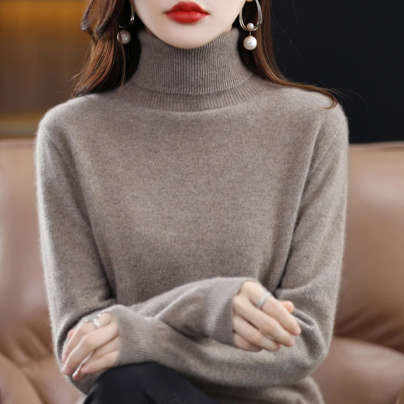 Women's 100% Merino Wool Turtleneck Sweater | Soft Knit Pullover