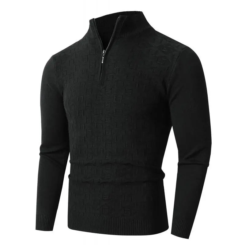 Men's Quarter-Zip Textured Knit Sweater