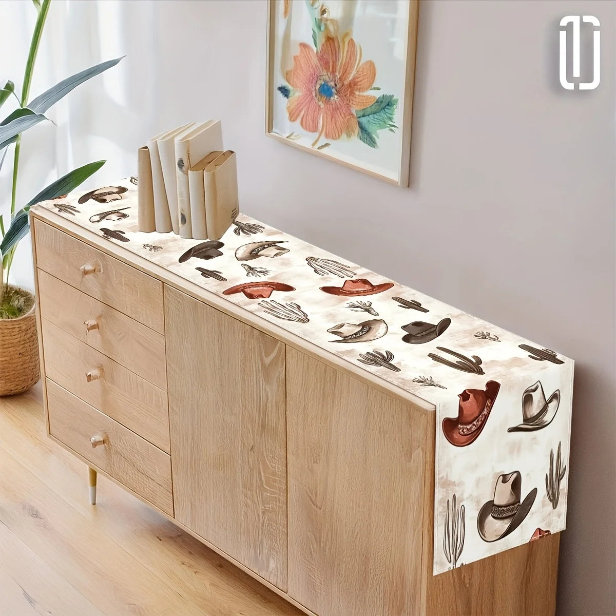 Western Cowboy & Cactus Table Runner