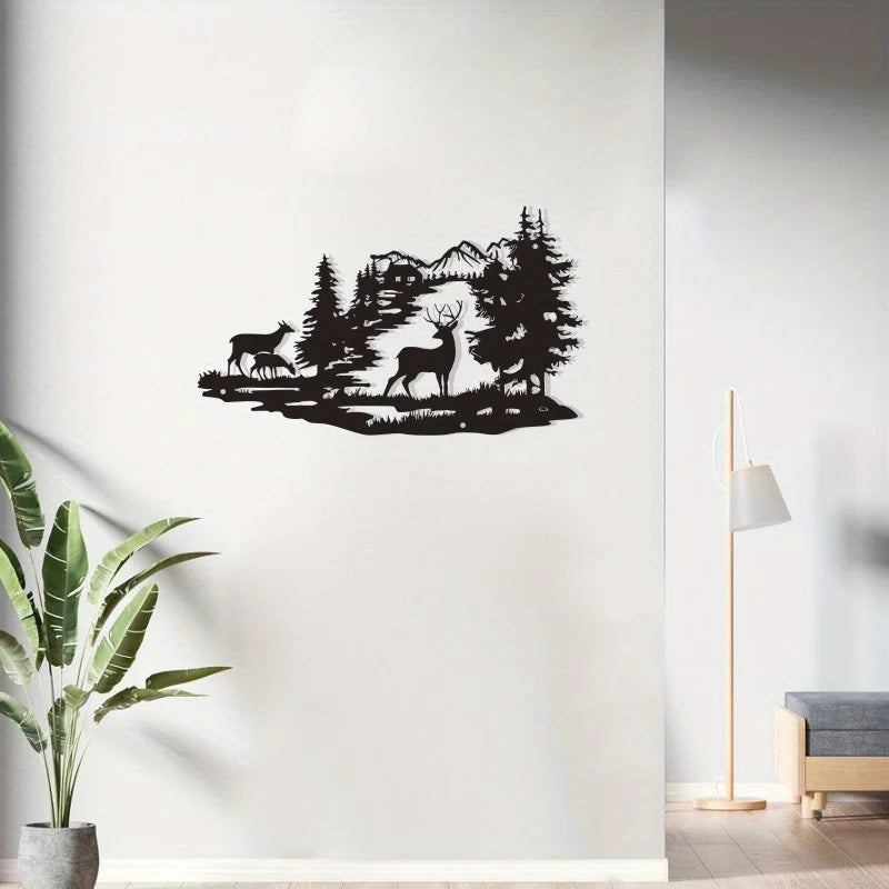 Deer Family Mountain Wall Art