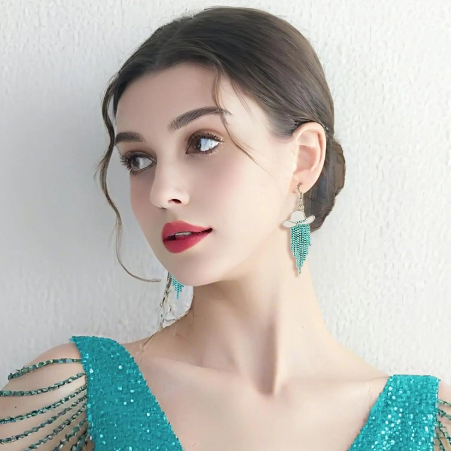Cowgirl Hat Fringe Earrings