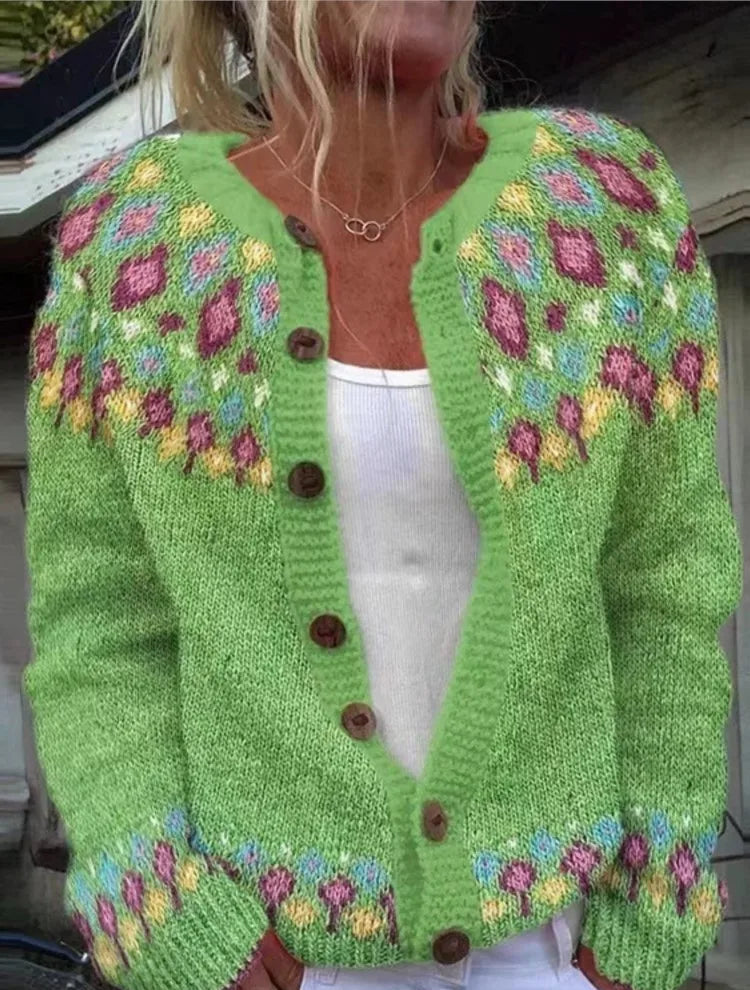 Women's Print Button Knit Cardigan