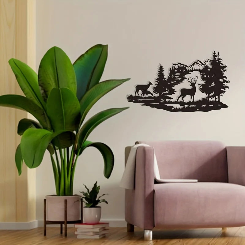 Deer Family Mountain Wall Art