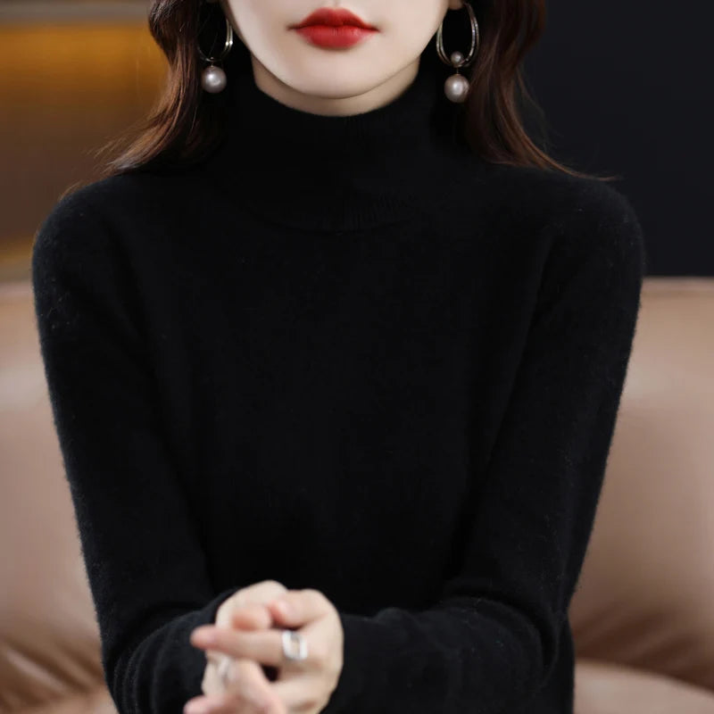 Women's 100% Merino Wool Turtleneck Sweater | Soft Knit Pullover