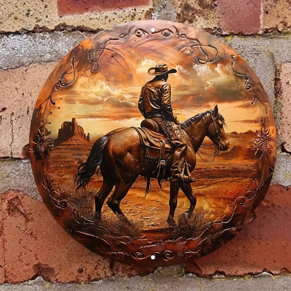 Cowboy Wild West Round Wall Art