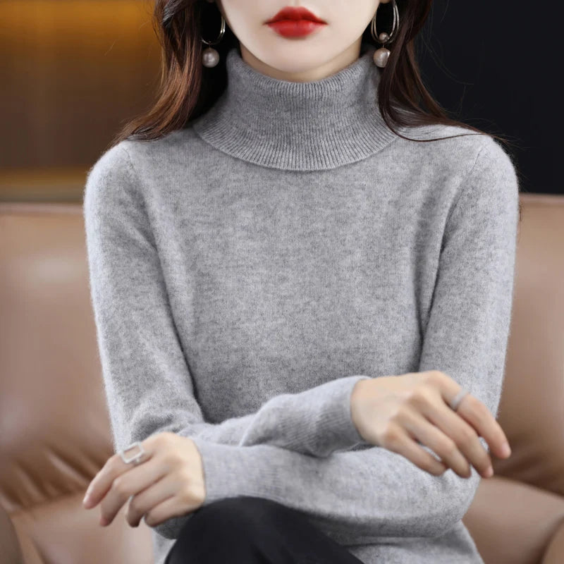 Women's 100% Merino Wool Turtleneck Sweater | Soft Knit Pullover