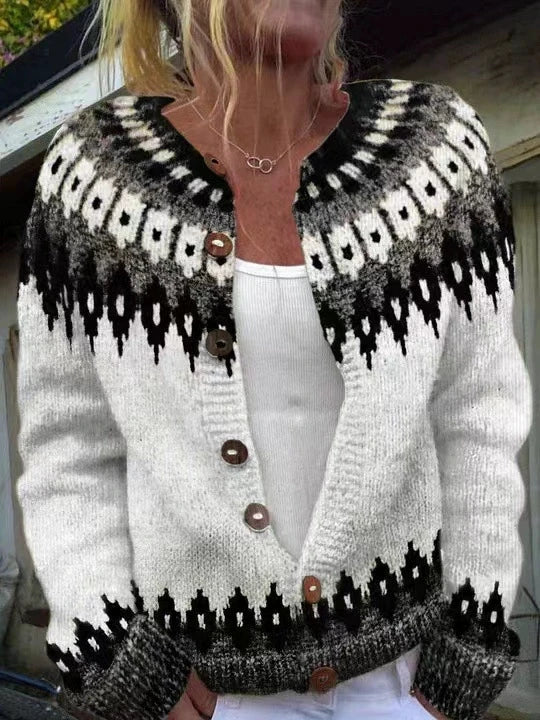 Women's Print Button Knit Cardigan