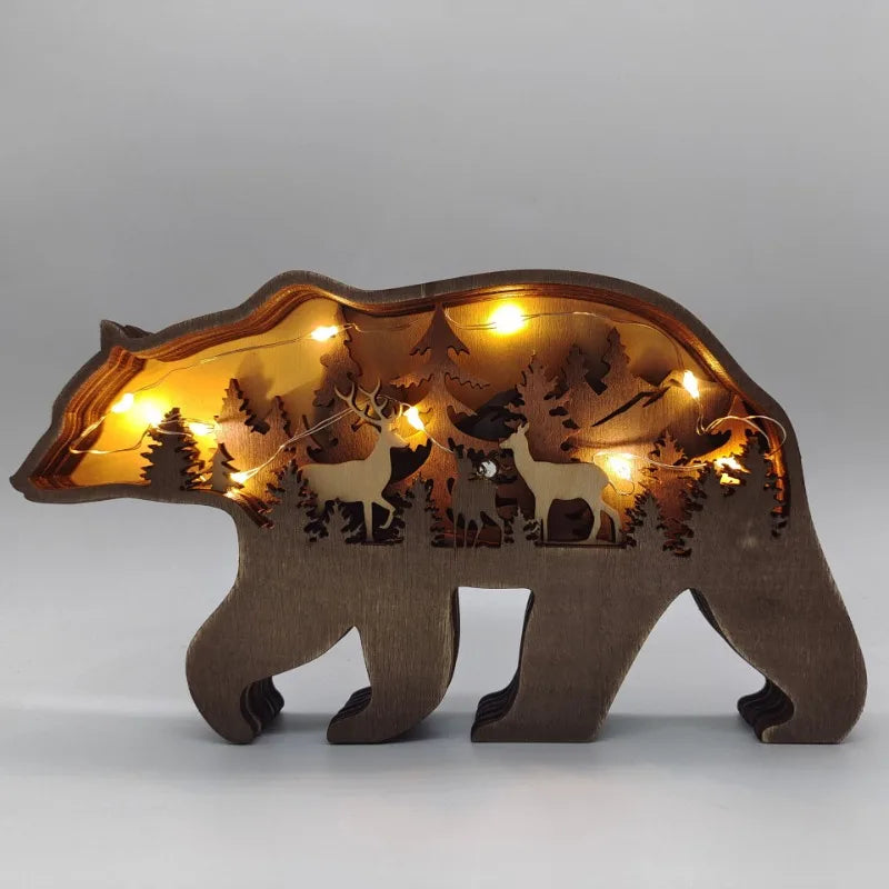Meegan Mountain Wood Bear & Moose Accent