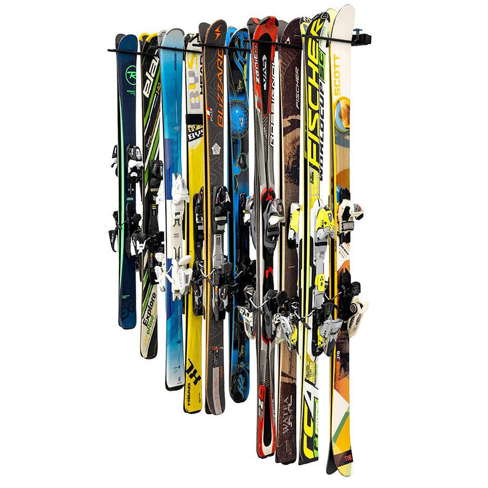 Solitude Ski Rack | Adjustable Wall Storage System | Holds 10 Pairs of Skis