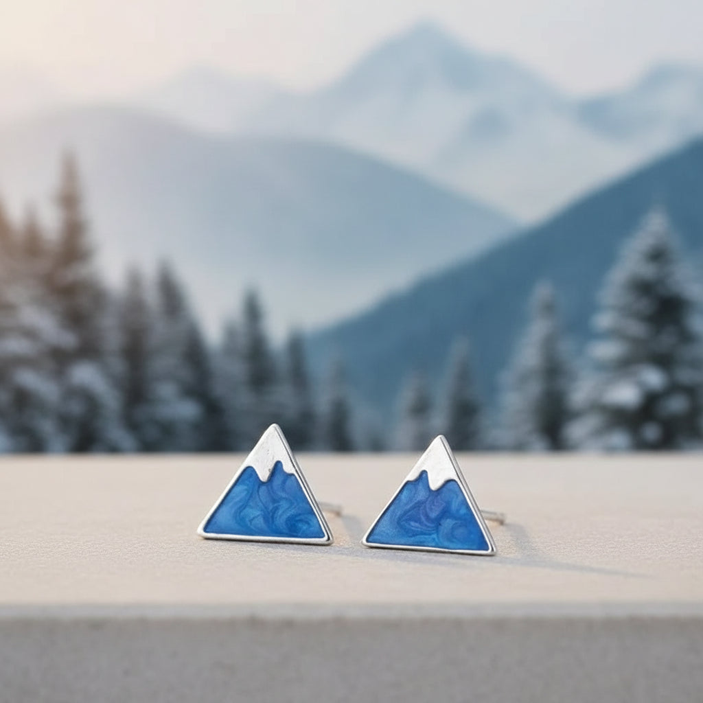 Sterling Silver Snow Mountain Stud Earrings
