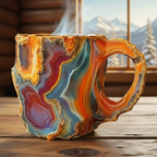 Volcano Red Agate Mug - Colorado Cabin Background