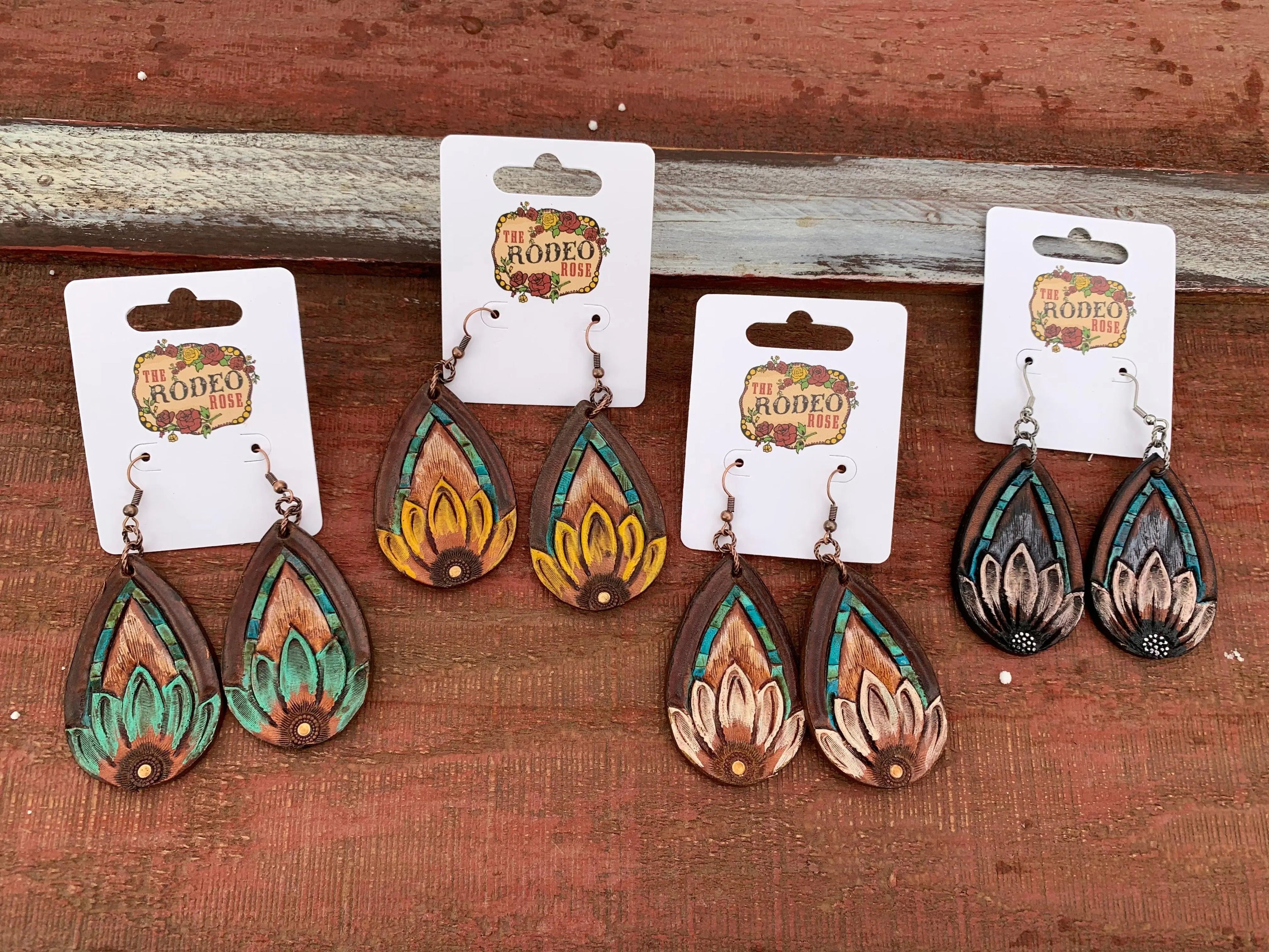 The Tad Handtooled Leather Earring