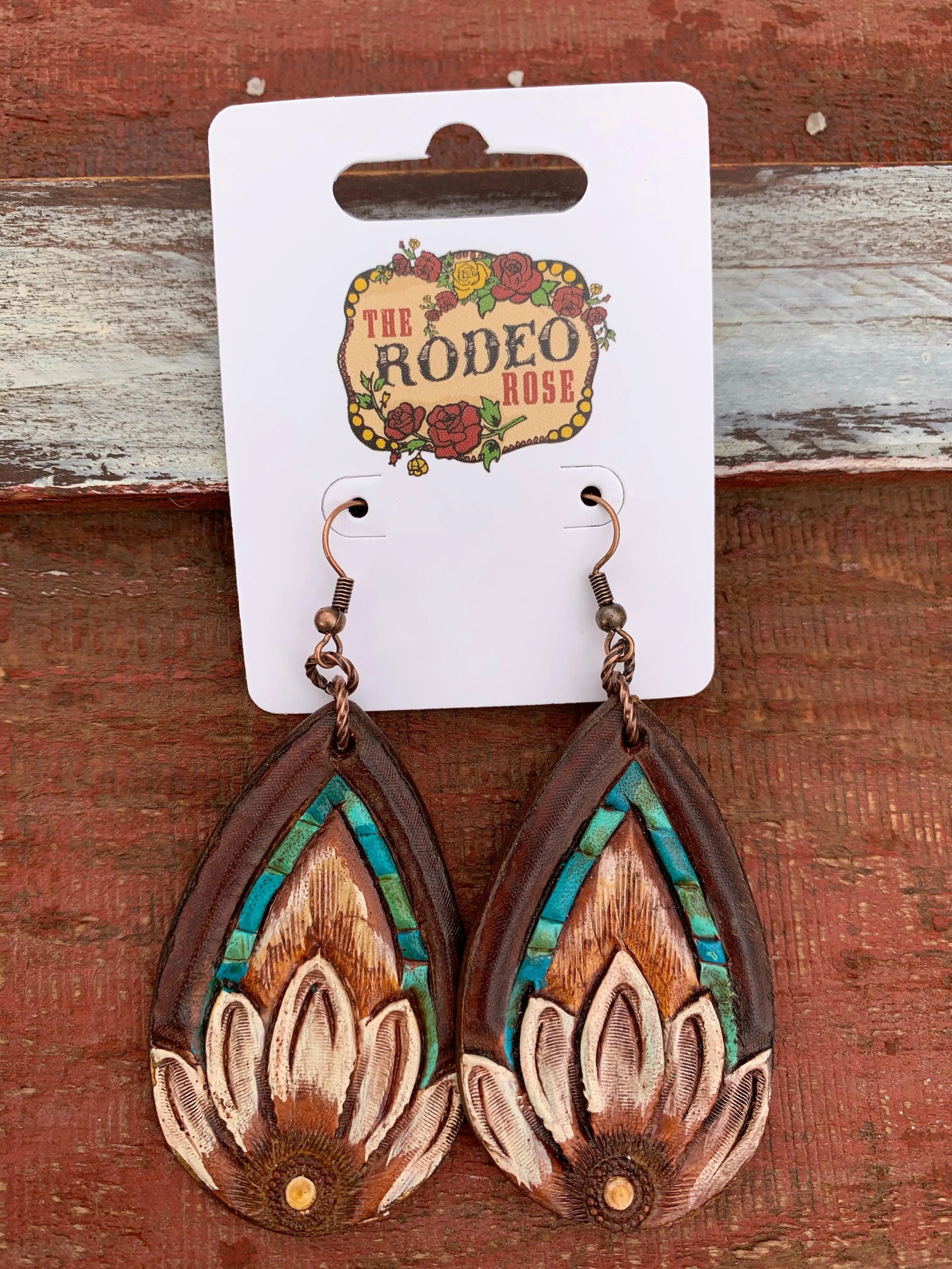 The Tad Handtooled Leather Earring