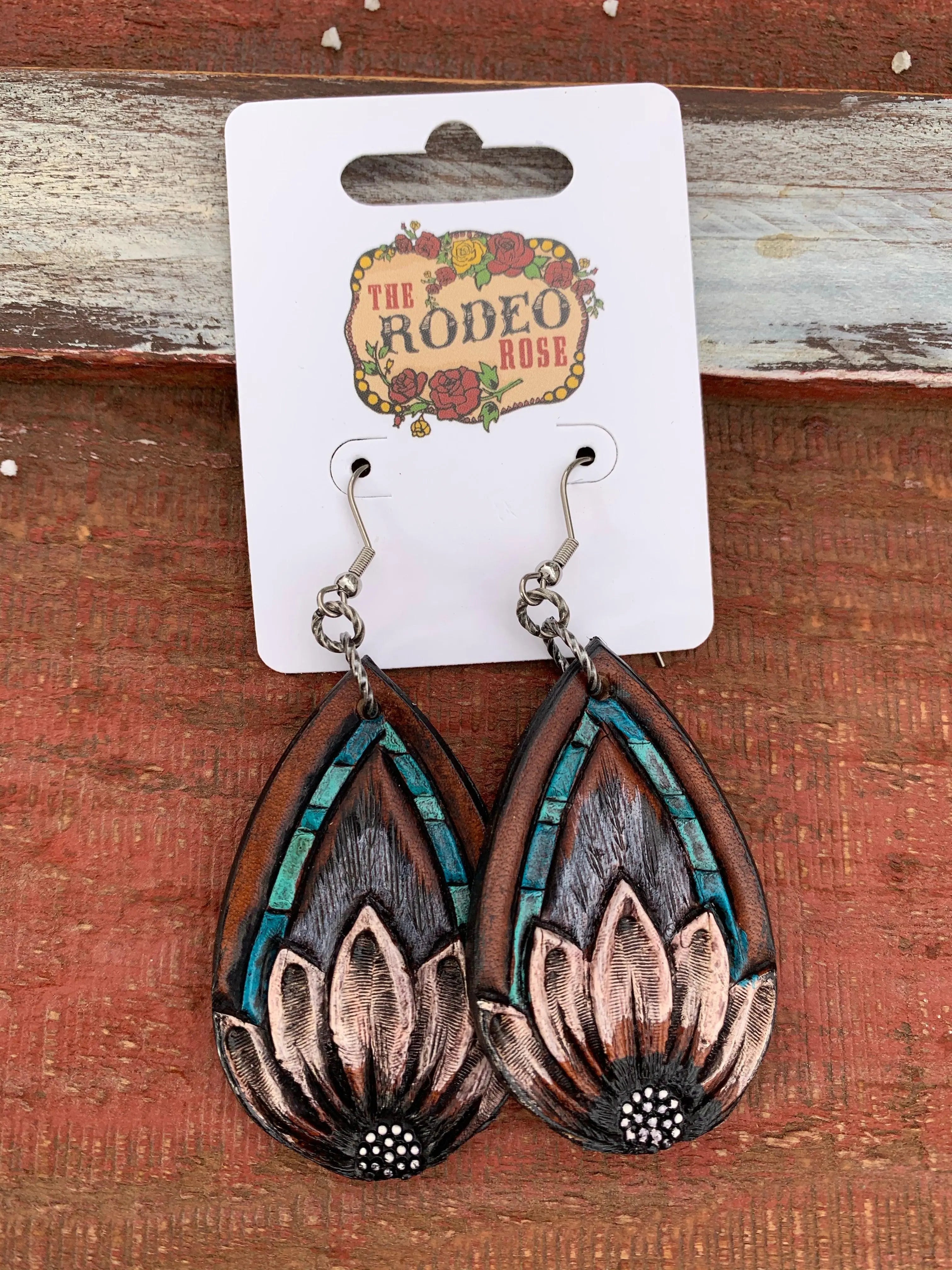 The Tad Handtooled Leather Earring