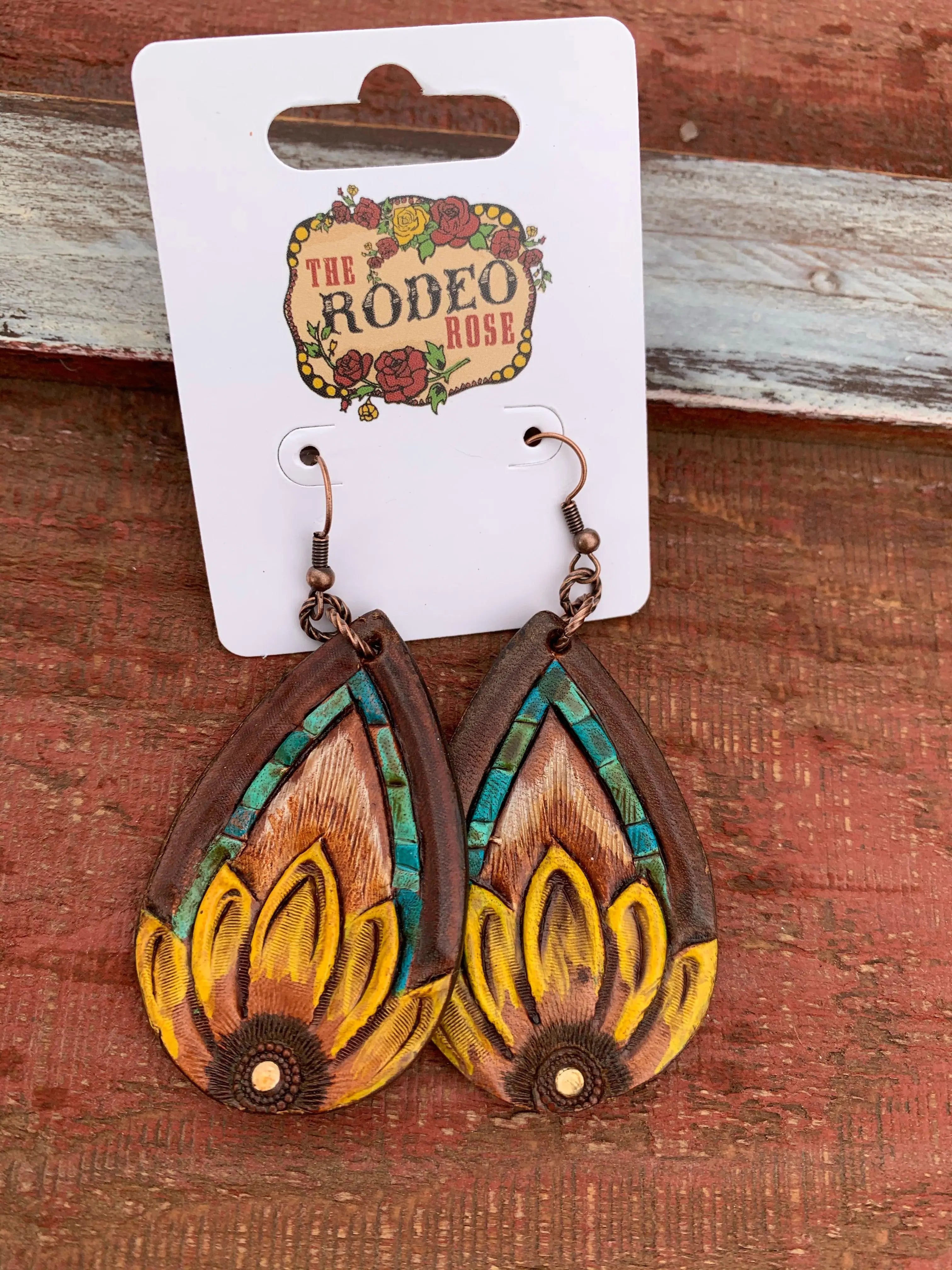 The Tad Handtooled Leather Earring