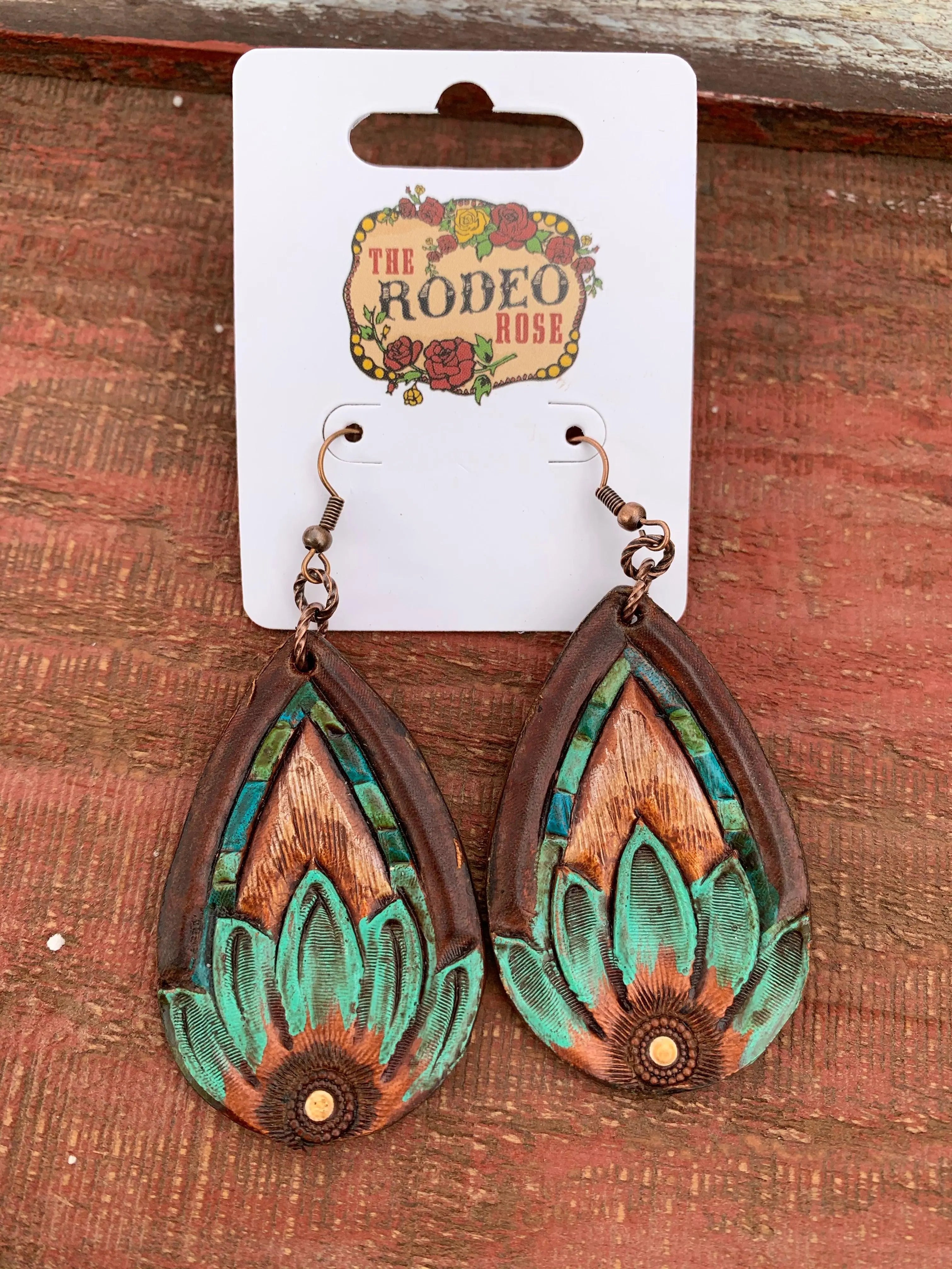 The Tad Handtooled Leather Earring