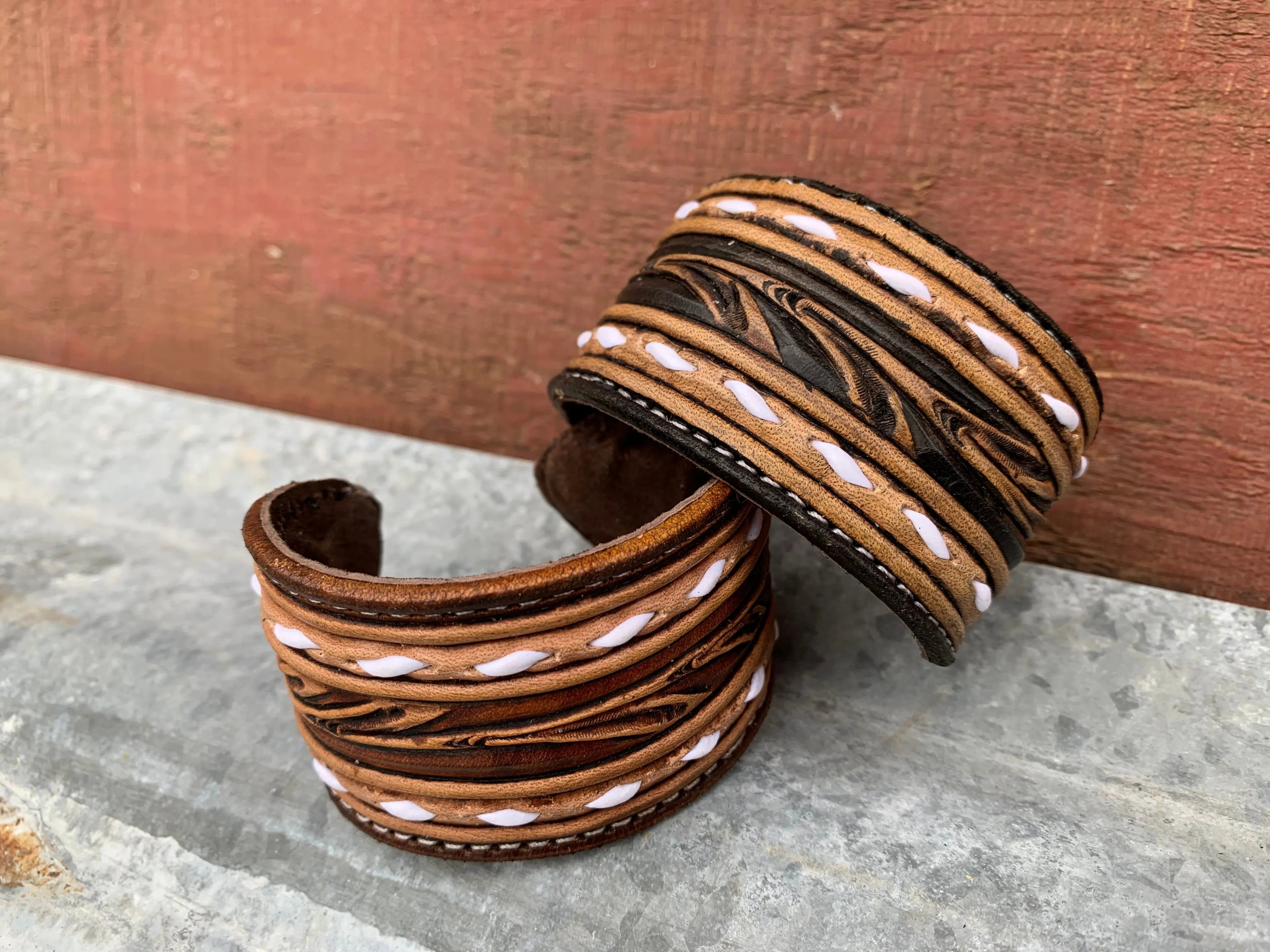 The Vera Handtooled Leather Cuff Bracelet