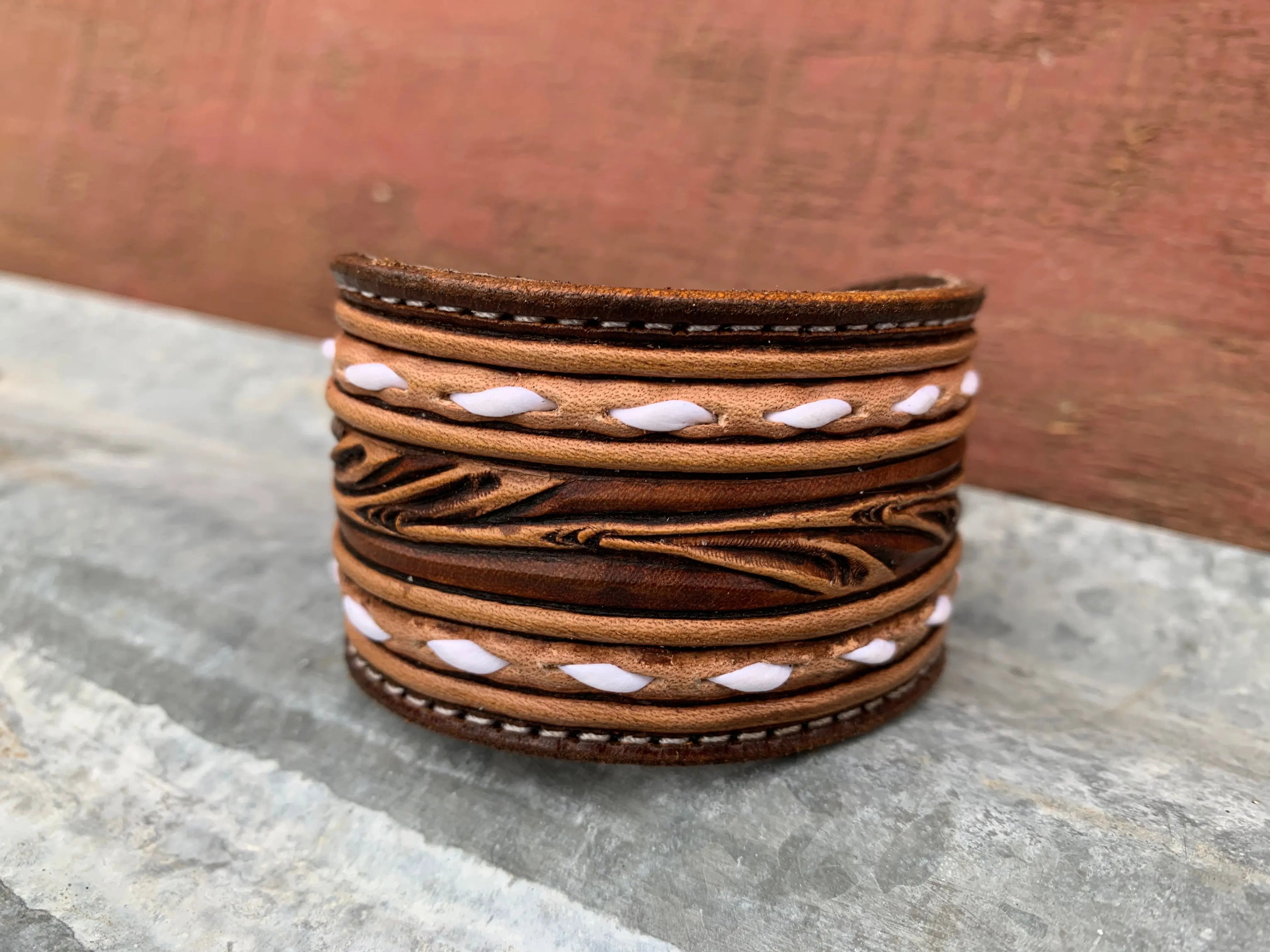 The Vera Handtooled Leather Cuff Bracelet