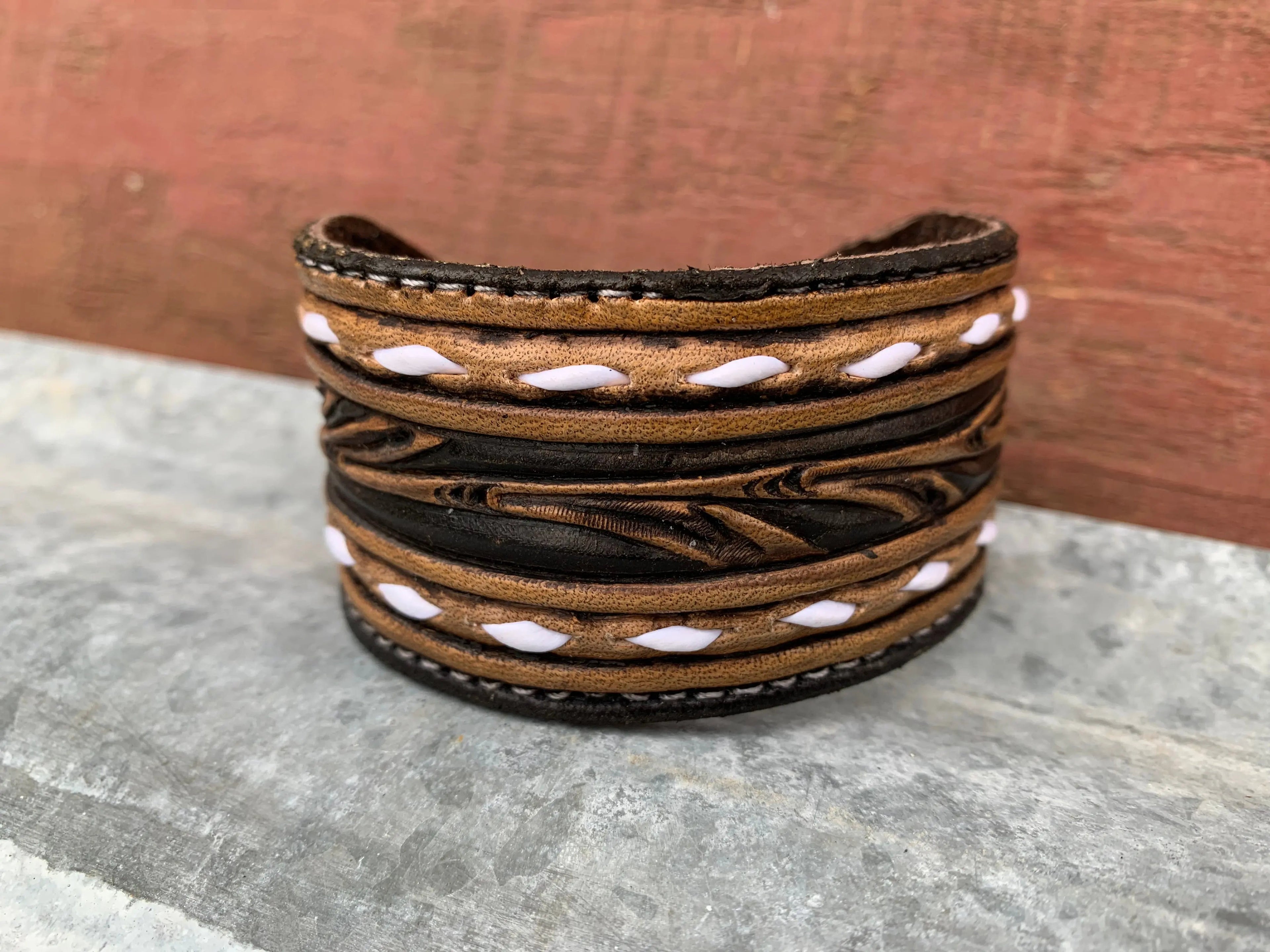 The Vera Handtooled Leather Cuff Bracelet