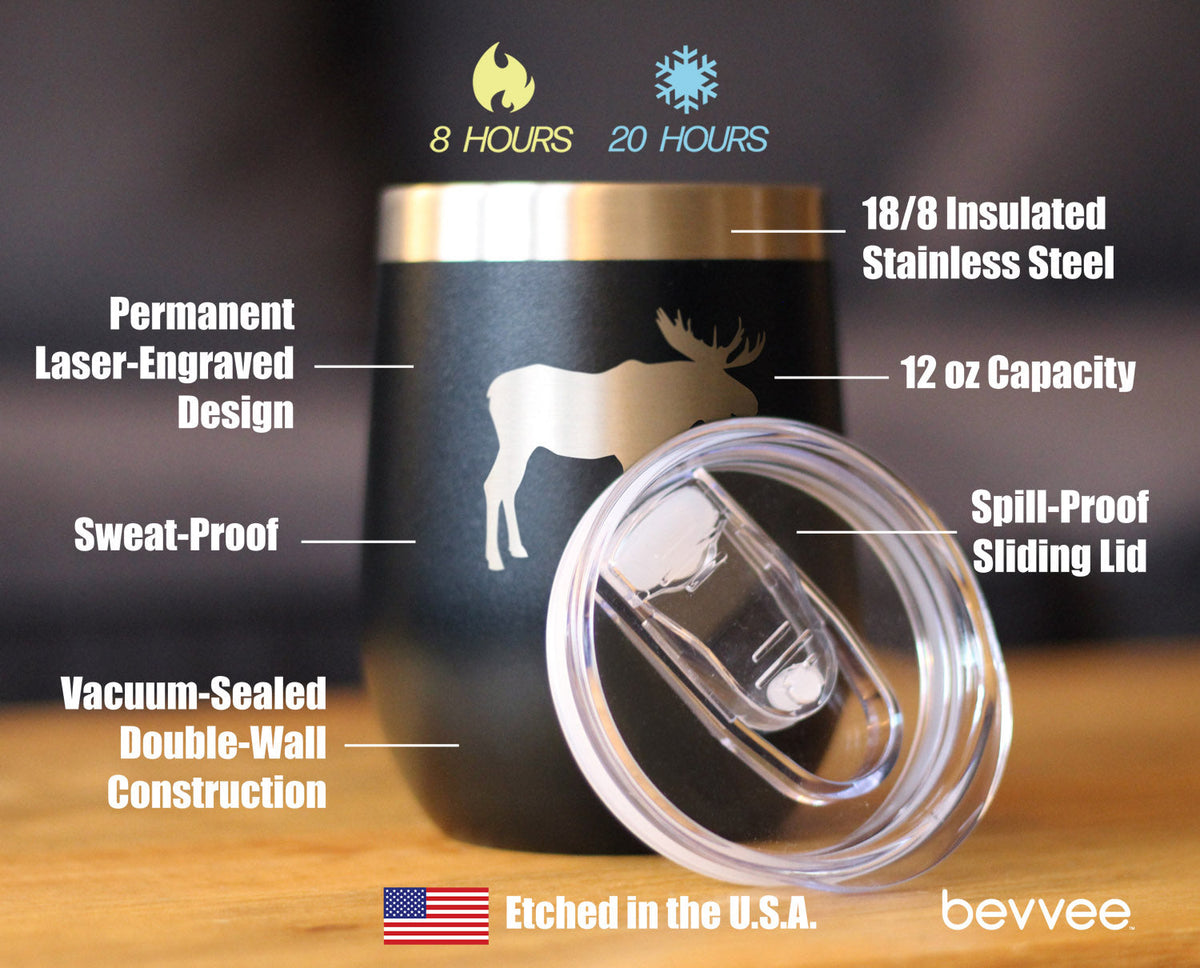 Moose Silhouette Insulated Wine Tumbler – 12 oz